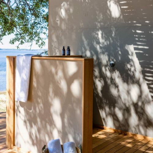 outdoor shower at Victoria Falls River Lodge